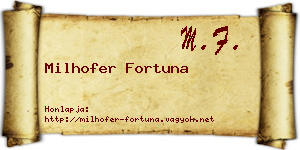Milhofer Fortuna névjegykártya